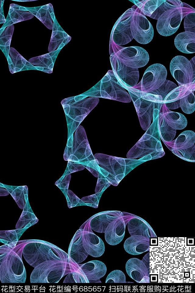 分形几何抽象数码印花华亿平台下载（图片编号: 685657） - 瓦栏（Walan）