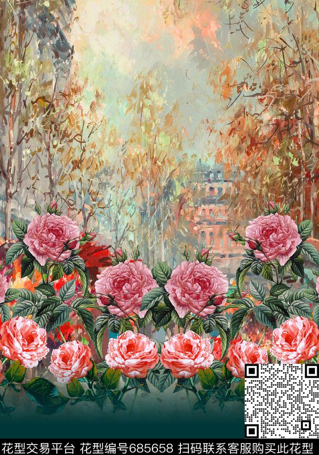 定位花上衣定位花花卉数码印花华亿平台下载（图片编号: 685658） - 瓦栏（Walan）