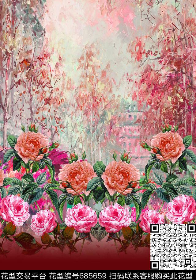 定位花上衣定位花花卉数码印花华亿平台下载（图片编号: 685659） - 瓦栏（Walan）