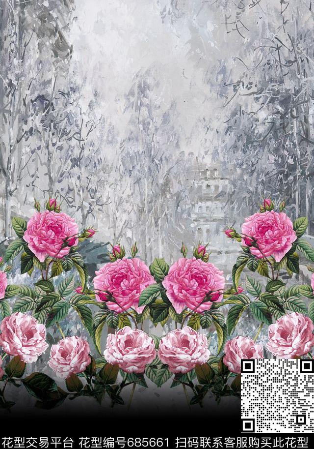 定位花上衣定位花花卉数码印花华亿平台下载（图片编号: 685661） - 瓦栏（Walan）