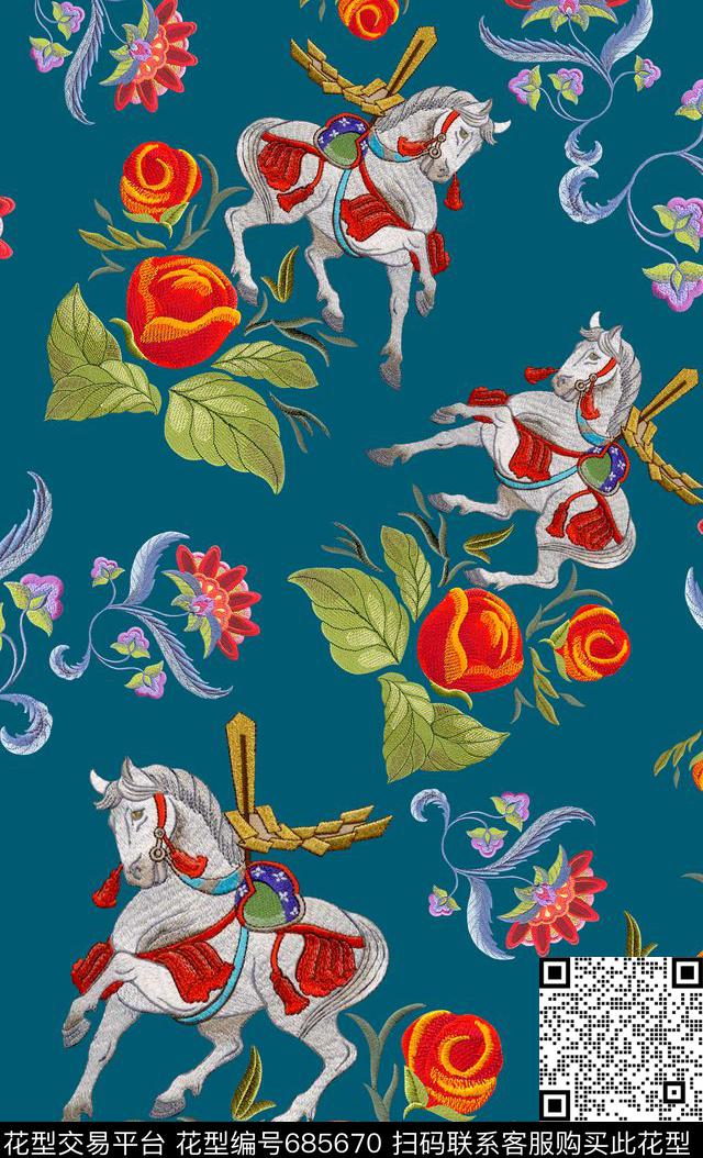 DG风玫瑰花卉绣花刺绣刺绣白马数码印花华亿平台下载（图片编号: 685670） - 瓦栏（Walan）