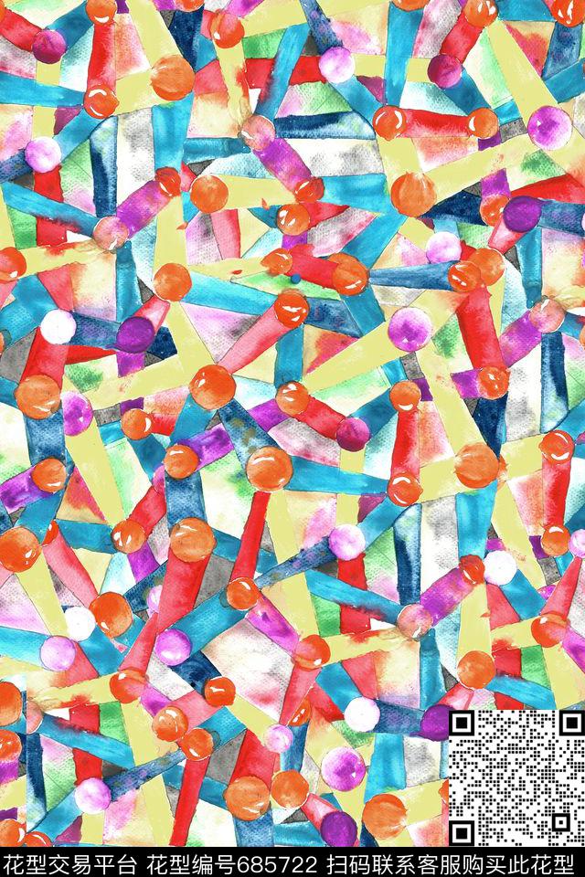 三角形波点几何数码印花华亿平台下载（图片编号: 685722） - 瓦栏（Walan）