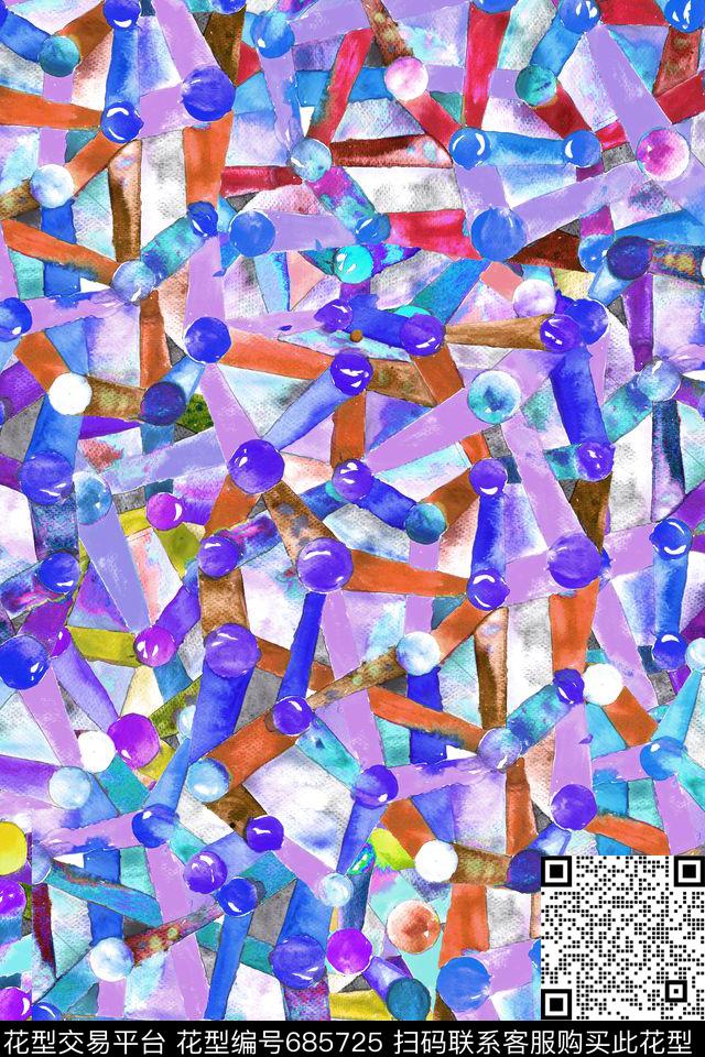 三角形波点几何数码印花华亿平台下载（图片编号: 685725） - 瓦栏（Walan）