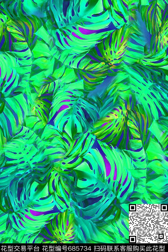 花卉休闲小清新数码印花华亿平台下载（图片编号: 685734） - 瓦栏（Walan）