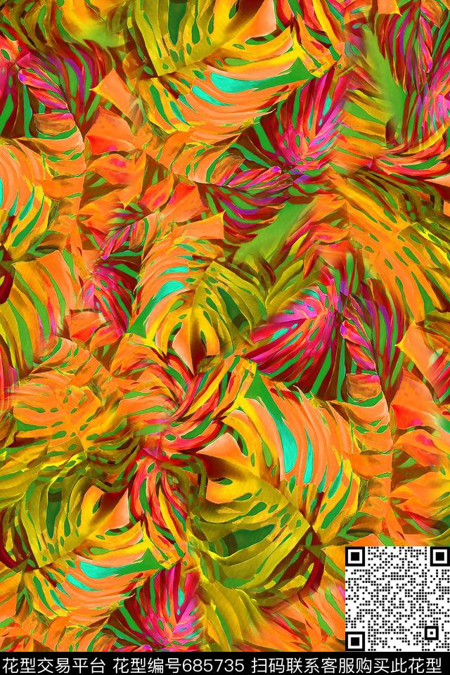 花卉休闲小清新数码印花华亿平台下载（图片编号: 685735） - 瓦栏（Walan）