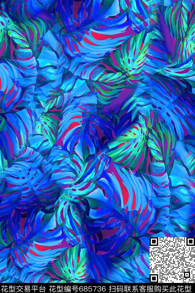花卉休闲小清新数码印花华亿平台下载（图片编号: 685736） - 瓦栏（Walan）