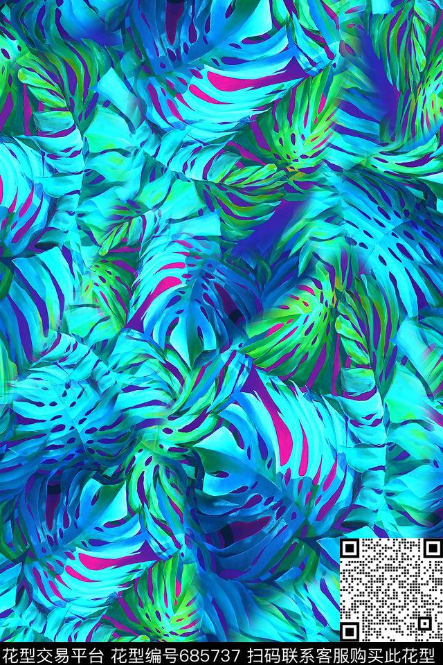 花卉休闲小清新数码印花华亿平台下载（图片编号: 685737） - 瓦栏（Walan）