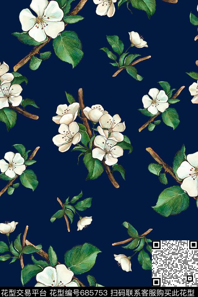 花卉小清新小碎花数码印花华亿平台下载（图片编号: 685753） - 瓦栏（Walan）