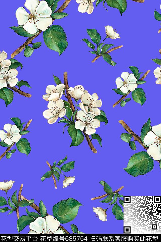 花卉小清新小碎花数码印花华亿平台下载（图片编号: 685754） - 瓦栏（Walan）