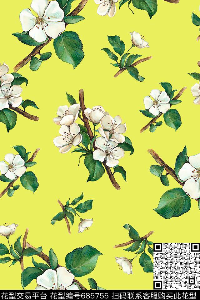 花卉小清新小碎花数码印花华亿平台下载（图片编号: 685755） - 瓦栏（Walan）