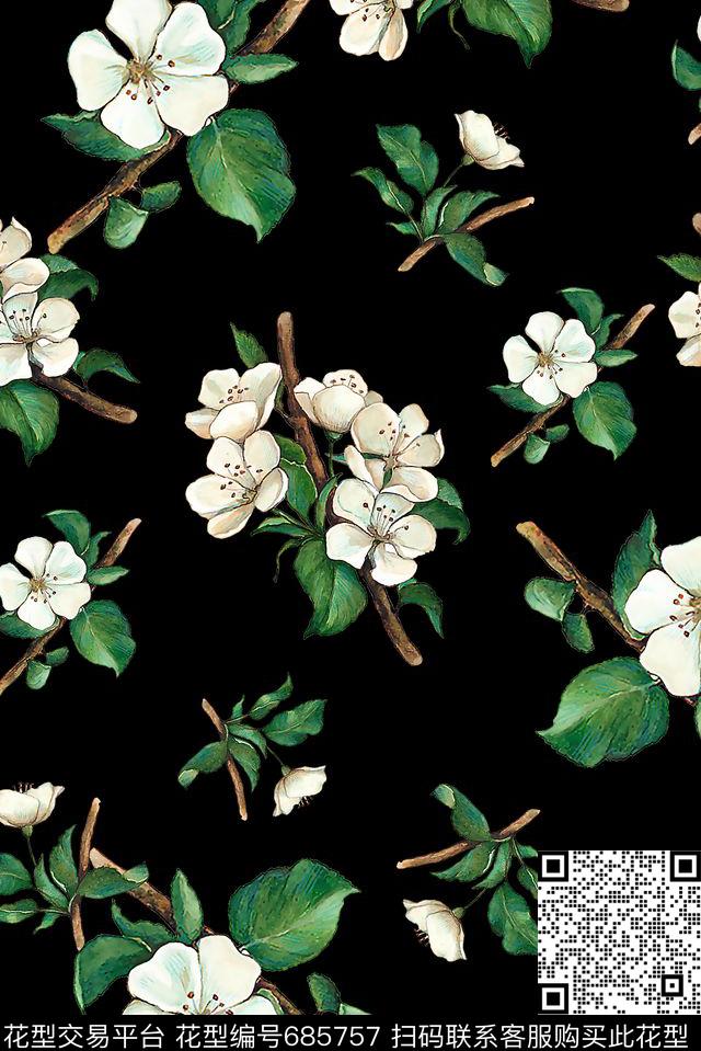 花卉小清新小碎花数码印花华亿平台下载（图片编号: 685757） - 瓦栏（Walan）