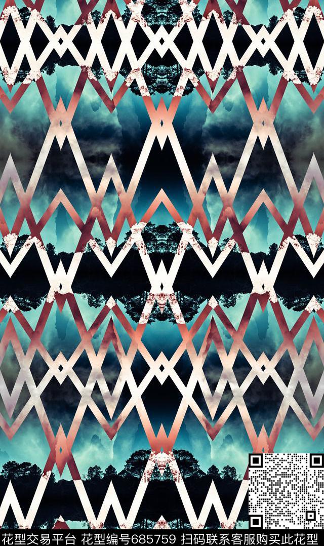 男装几何风景数码印花华亿平台下载（图片编号: 685759） - 瓦栏（Walan）