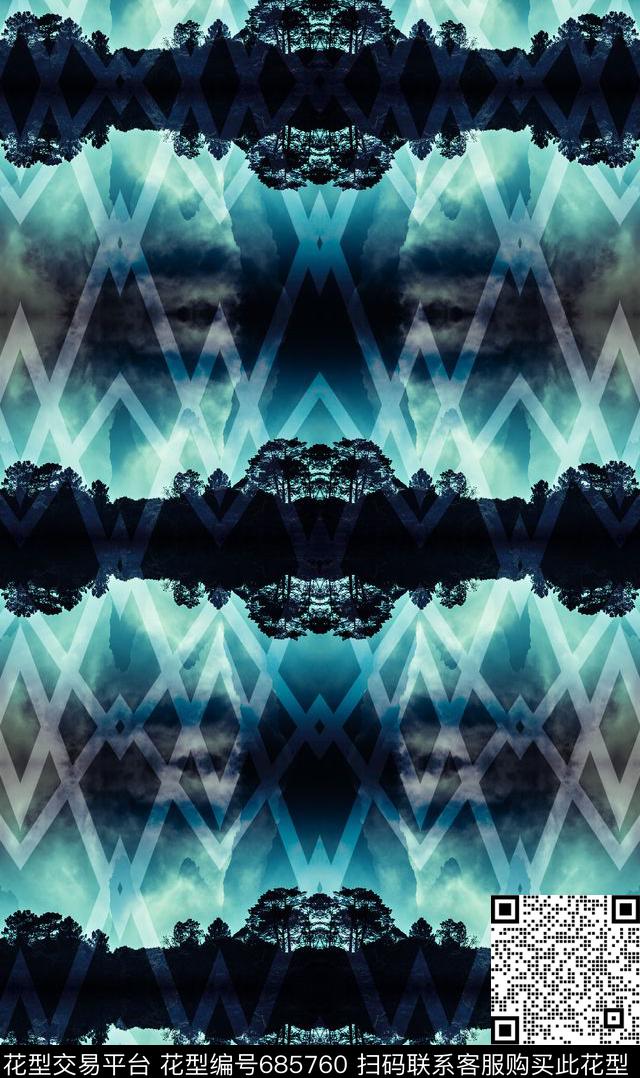 男装几何风景数码印花华亿平台下载（图片编号: 685760） - 瓦栏（Walan）