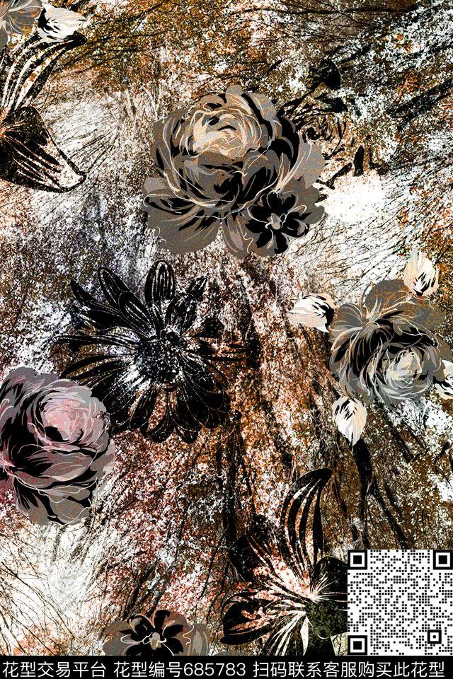花卉碎花牡丹数码印花华亿平台下载（图片编号: 685783） - 瓦栏（Walan）