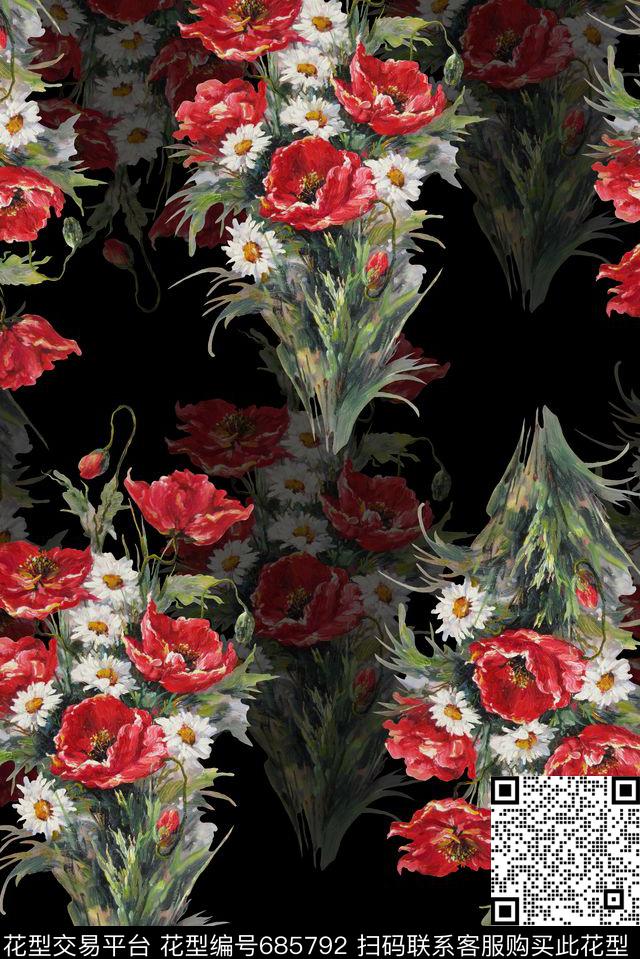 花卉大花花朵数码印花华亿平台下载（图片编号: 685792） - 瓦栏（Walan）