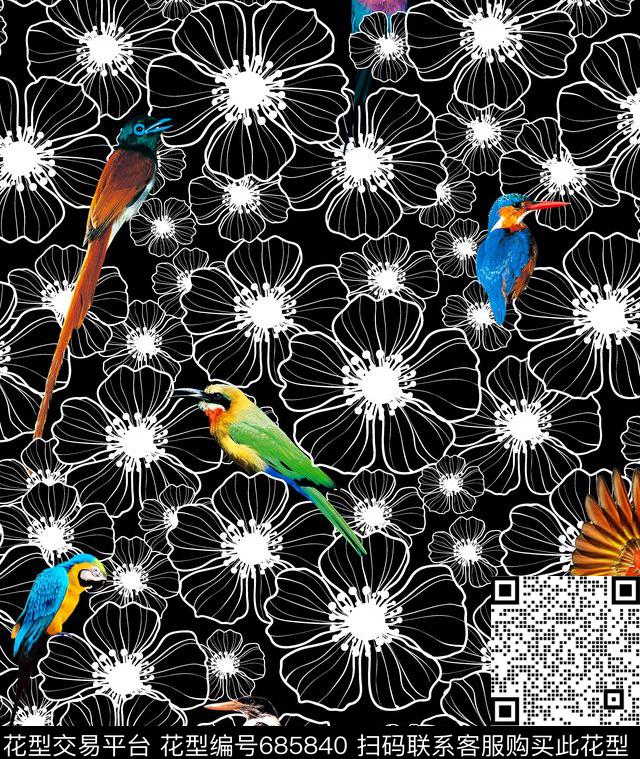 Fei-动物世界花鸟鹦鹉数码印花华亿平台下载（图片编号: 685840） - 瓦栏（Walan）