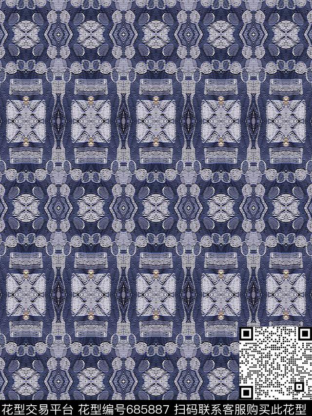 条纹混搭格子混搭抽象图案数码印花华亿平台下载（图片编号: 685887） - 瓦栏（Walan）