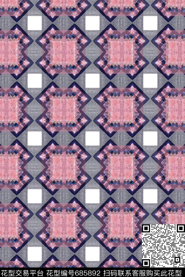 格子混搭几何炫彩抽象图案数码印花华亿平台下载（图片编号: 685892） - 瓦栏（Walan）