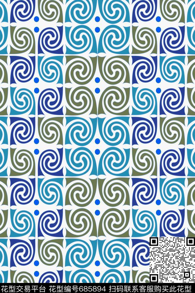 不规则几何色块圆圈传统印花华亿平台下载（图片编号: 685894） - 瓦栏（Walan）