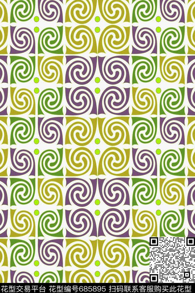 不规则几何色块圆圈传统印花华亿平台下载（图片编号: 685895） - 瓦栏（Walan）