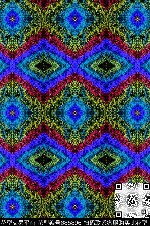 波西米亚大马士革土耳其风格数码印花华亿平台下载（图片编号: 685896） - 瓦栏（Walan）