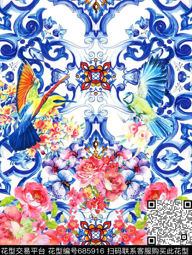 MAX-定位欧美民族风花卉欧式数码印花华亿平台下载（图片编号: 685916） - 瓦栏（Walan）