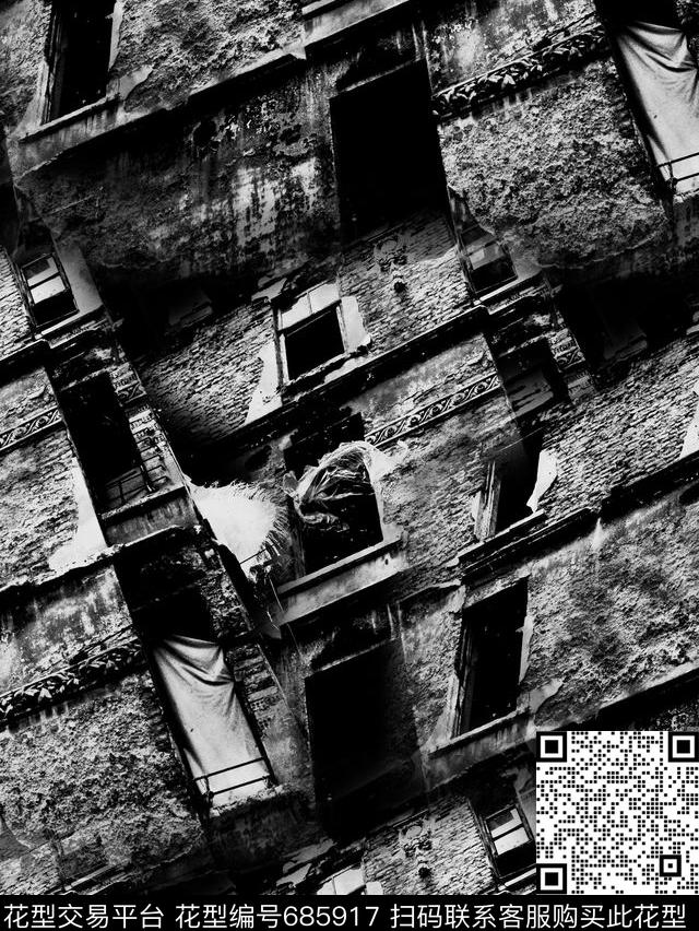 男装华亿平台复古建筑数码印花华亿平台下载（图片编号: 685917） - 瓦栏（Walan）