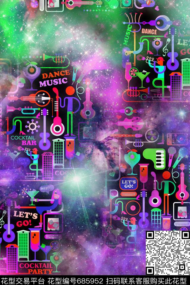 缤纷星空儿童画印花华亿平台下载（图片编号: 685952） - 瓦栏（Walan）