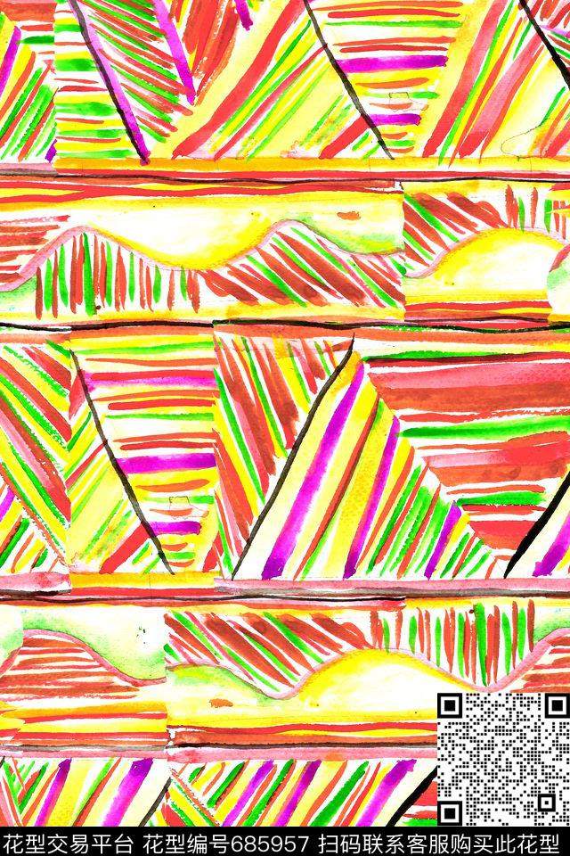 菱形三角形解构数码印花华亿平台下载（图片编号: 685957） - 瓦栏（Walan）