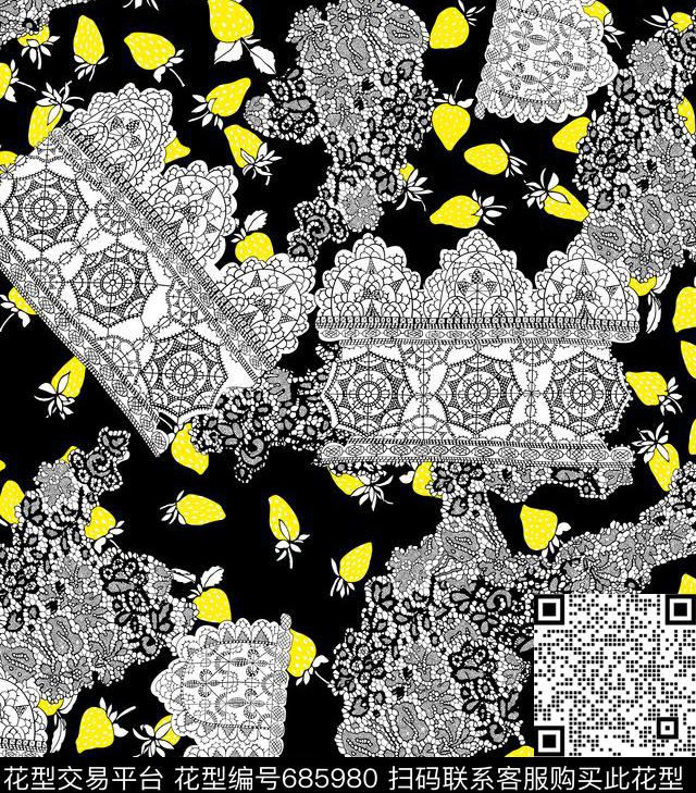蕾丝花传统印花华亿平台下载（图片编号: 685980） - 瓦栏（Walan）