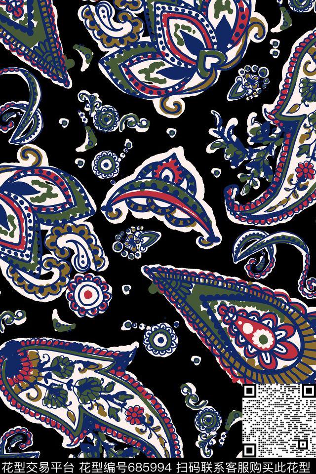 腰果火腿花佩斯利传统印花华亿平台下载（图片编号: 685994） - 瓦栏（Walan）