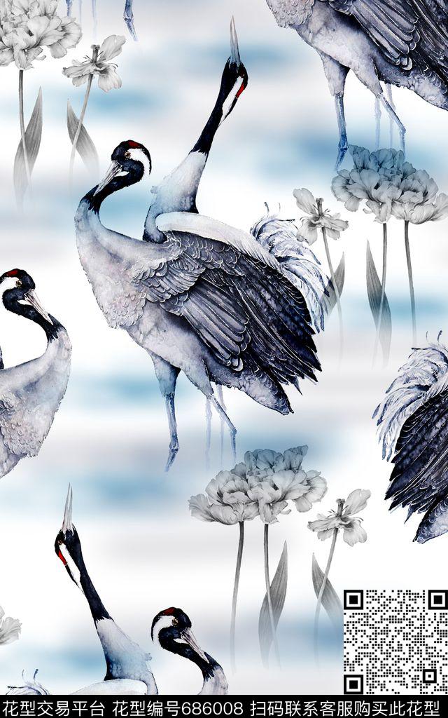 洋阳---手绘中国风数码印花华亿平台下载（图片编号: 686008） - 瓦栏（Walan）