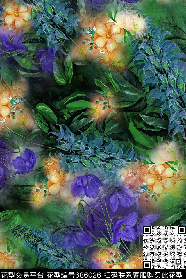 花草兰花秋冬数码印花华亿平台下载（图片编号: 686026） - 瓦栏（Walan）