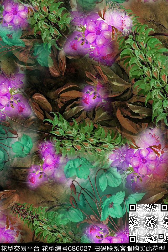 花草兰花秋冬数码印花华亿平台下载（图片编号: 686027） - 瓦栏（Walan）