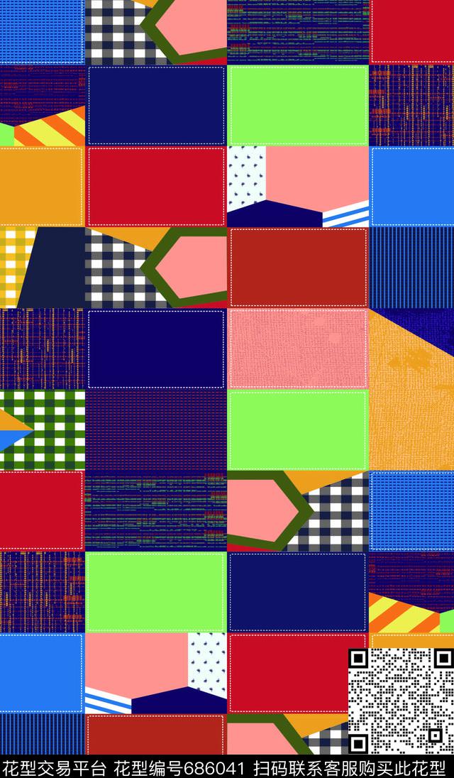 秋装时尚流行流行时尚不规则几何数码印花华亿平台下载（图片编号: 686041） - 瓦栏（Walan）