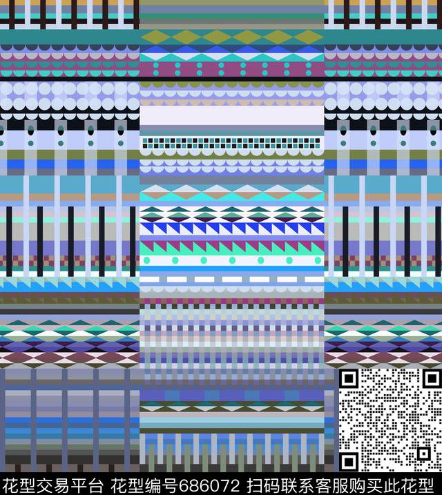 民族风几何色彩传统印花华亿平台下载（图片编号: 686072） - 瓦栏（Walan）
