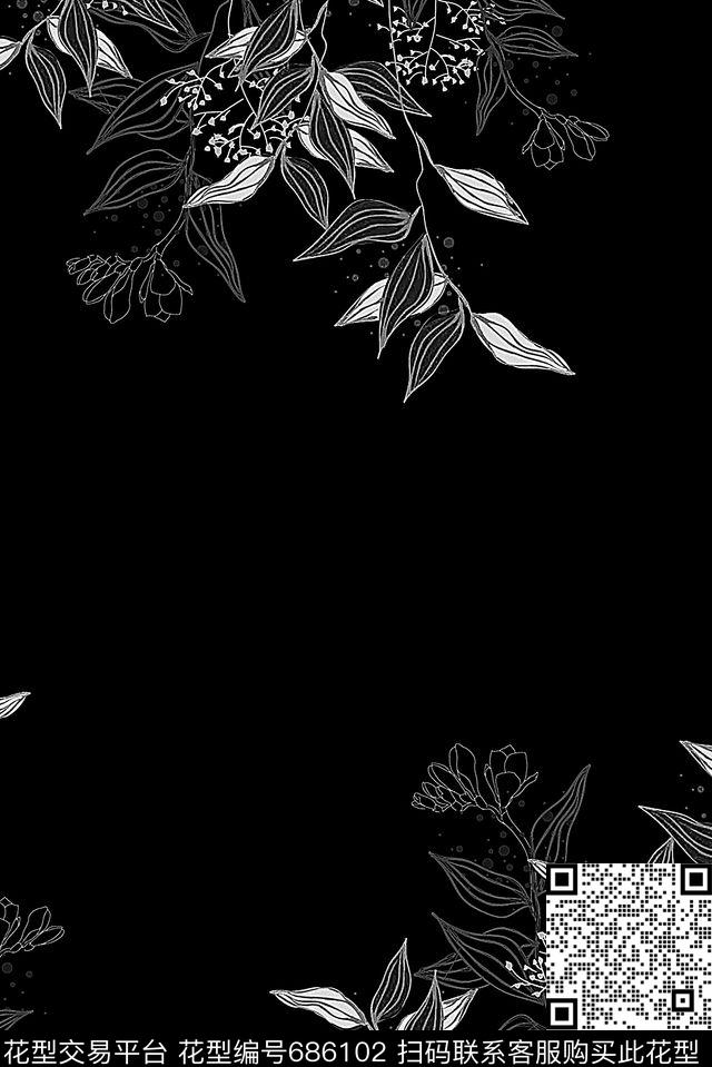 创意流行时尚黑白传统印花华亿平台下载（图片编号: 686102） - 瓦栏（Walan）
