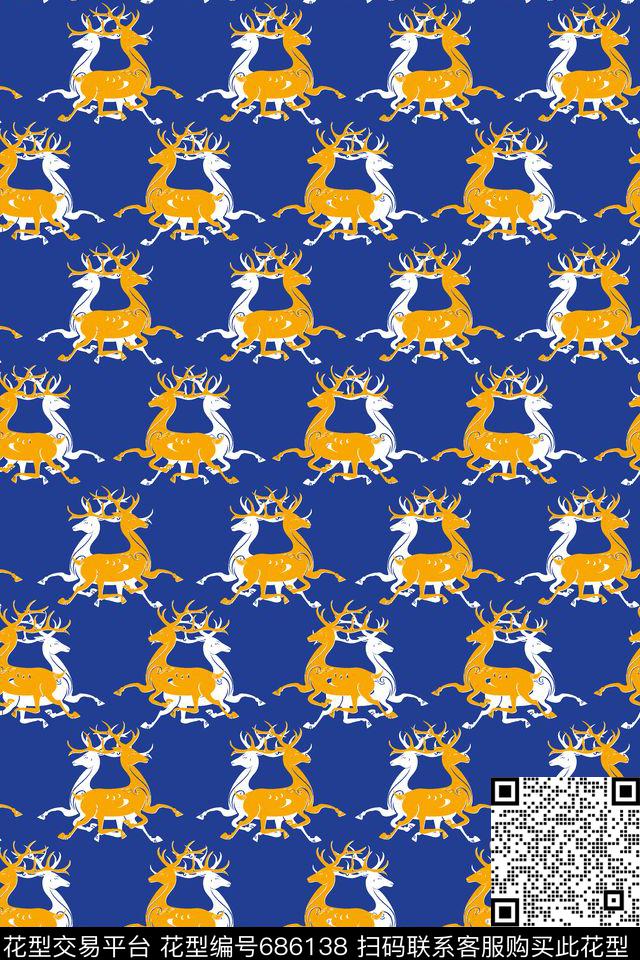 鹿传统印花华亿平台下载（图片编号: 686138） - 瓦栏（Walan）