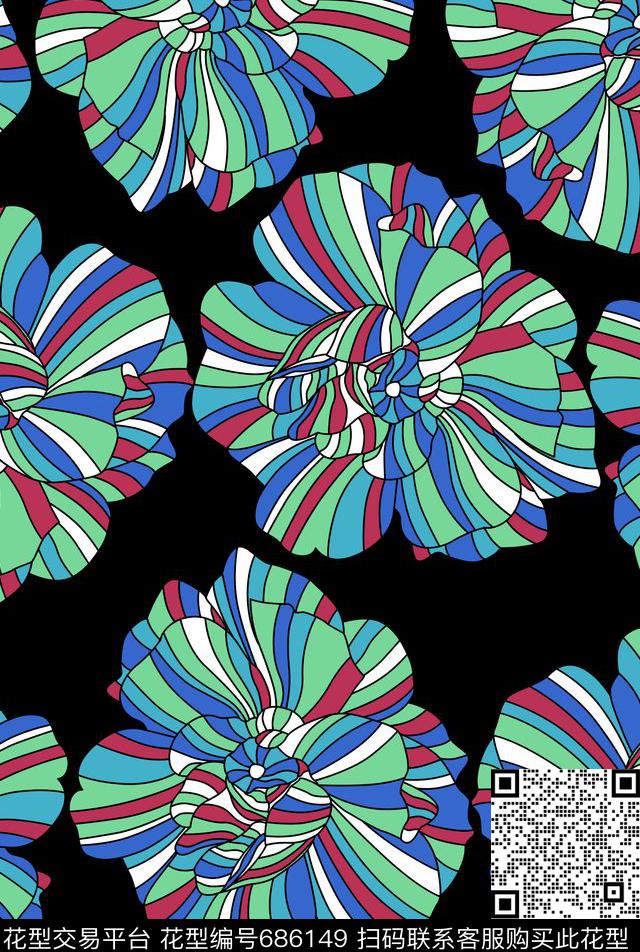 几何花卉女装不定位丝巾传统印花华亿平台下载（图片编号: 686149） - 瓦栏（Walan）