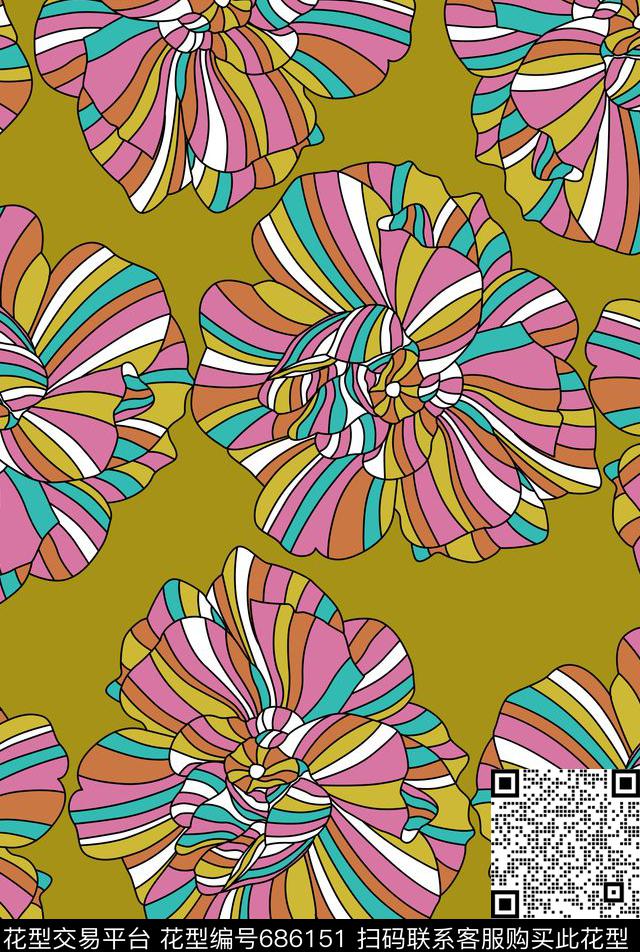 几何花卉女装不定位丝巾传统印花华亿平台下载（图片编号: 686151） - 瓦栏（Walan）