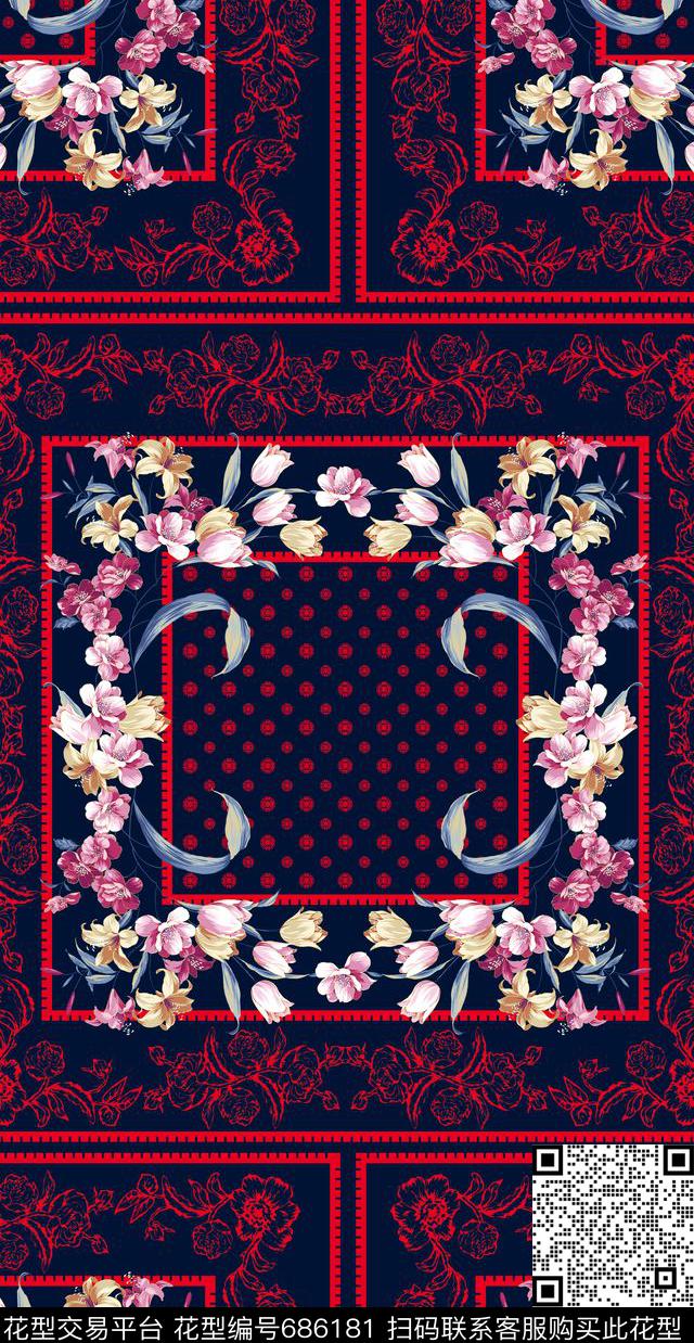 不规则几何十字几何传统印花华亿平台下载（图片编号: 686181） - 瓦栏（Walan）