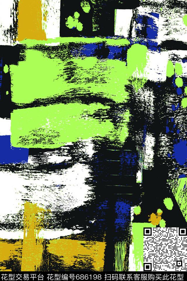 大笔刷、机理、艺术数码印花华亿平台下载（图片编号: 686198） - 瓦栏（Walan）