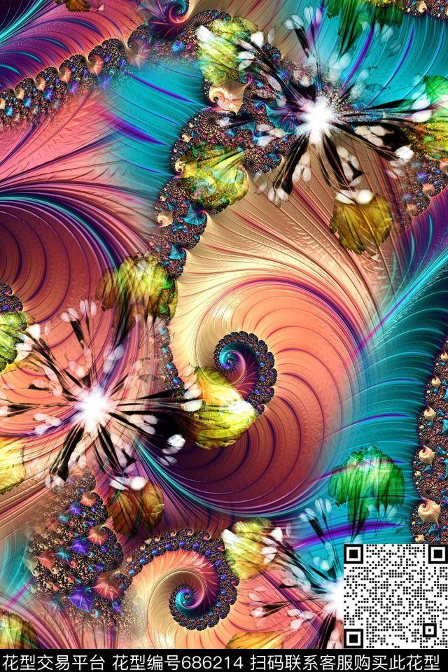 底纹分形艺术抽象数码印花华亿平台下载（图片编号: 686214） - 瓦栏（Walan）