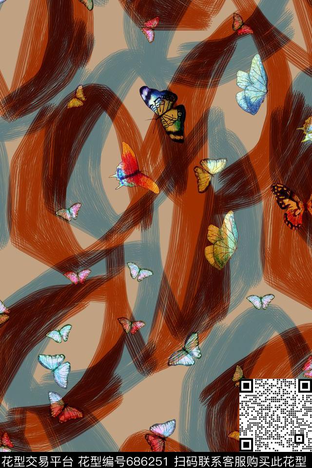 女装抽象几何数码印花华亿平台下载（图片编号: 686251） - 瓦栏（Walan）