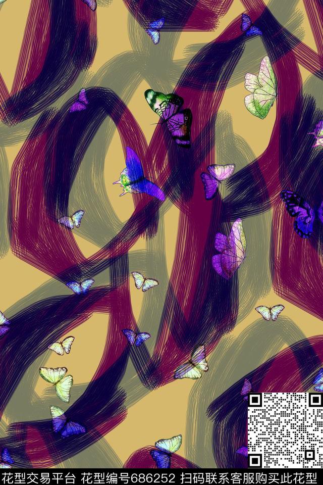 女装抽象几何数码印花华亿平台下载（图片编号: 686252） - 瓦栏（Walan）