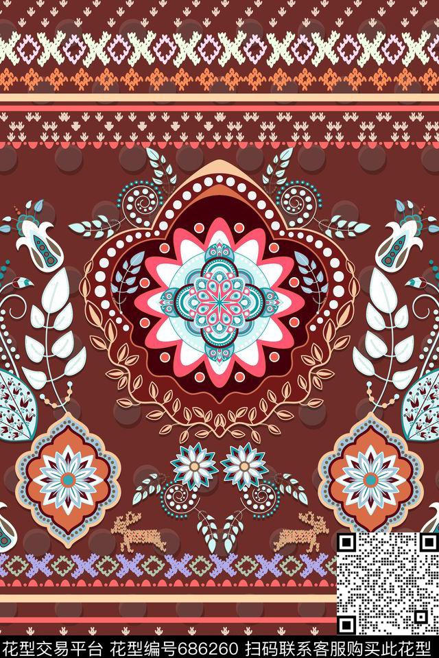 零点--家纺零点--女装波西米亚传统印花华亿平台下载（图片编号: 686260） - 瓦栏（Walan）