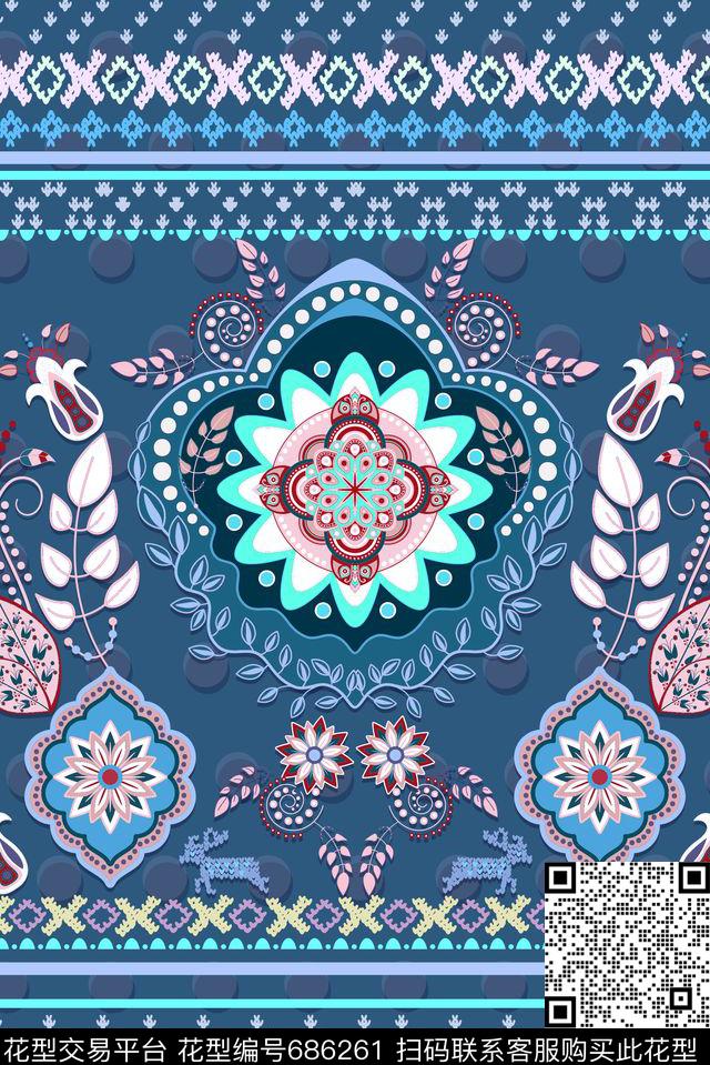 零点--家纺零点--女装波西米亚传统印花华亿平台下载（图片编号: 686261） - 瓦栏（Walan）