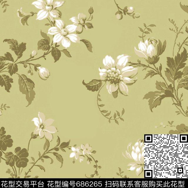 卷草花卉数码印花华亿平台下载（图片编号: 686265） - 瓦栏（Walan）