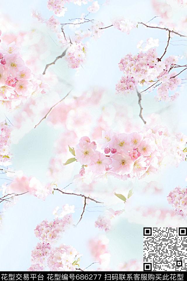 清爽柔和系列女装裙子印花花卉渐变纹理数码印花华亿平台下载（图片编号: 686277） - 瓦栏（Walan）