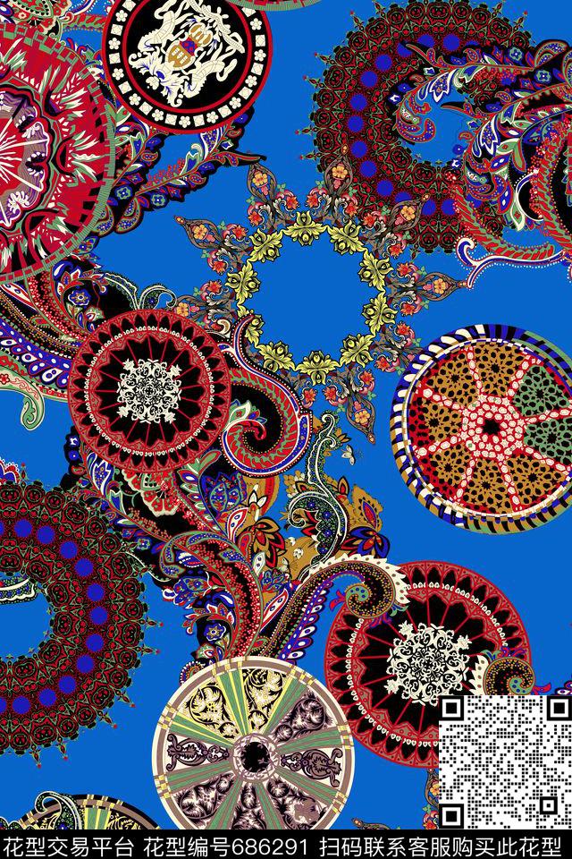 民族佩斯利复古传统印花华亿平台下载（图片编号: 686291） - 瓦栏（Walan）